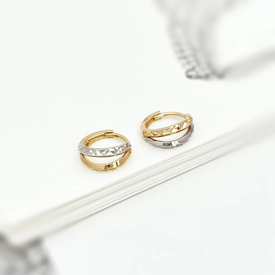 14k Solid Gold Mixed Stacking Huggie Earrings