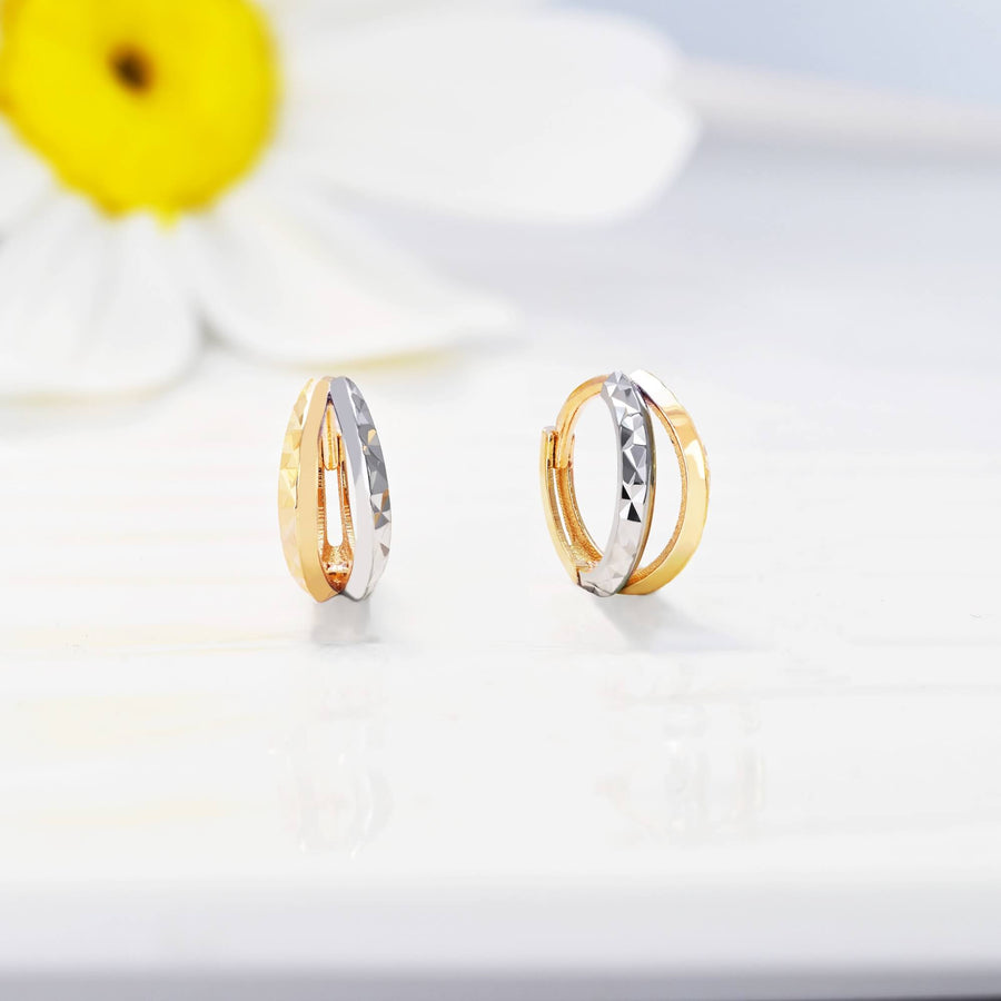 14k Solid Gold Mixed Stacking Huggie Earrings