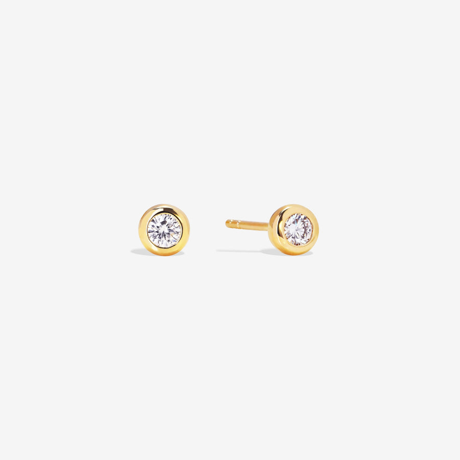 14k Solid Gold Lab Diamond Bubble Stud Earrings