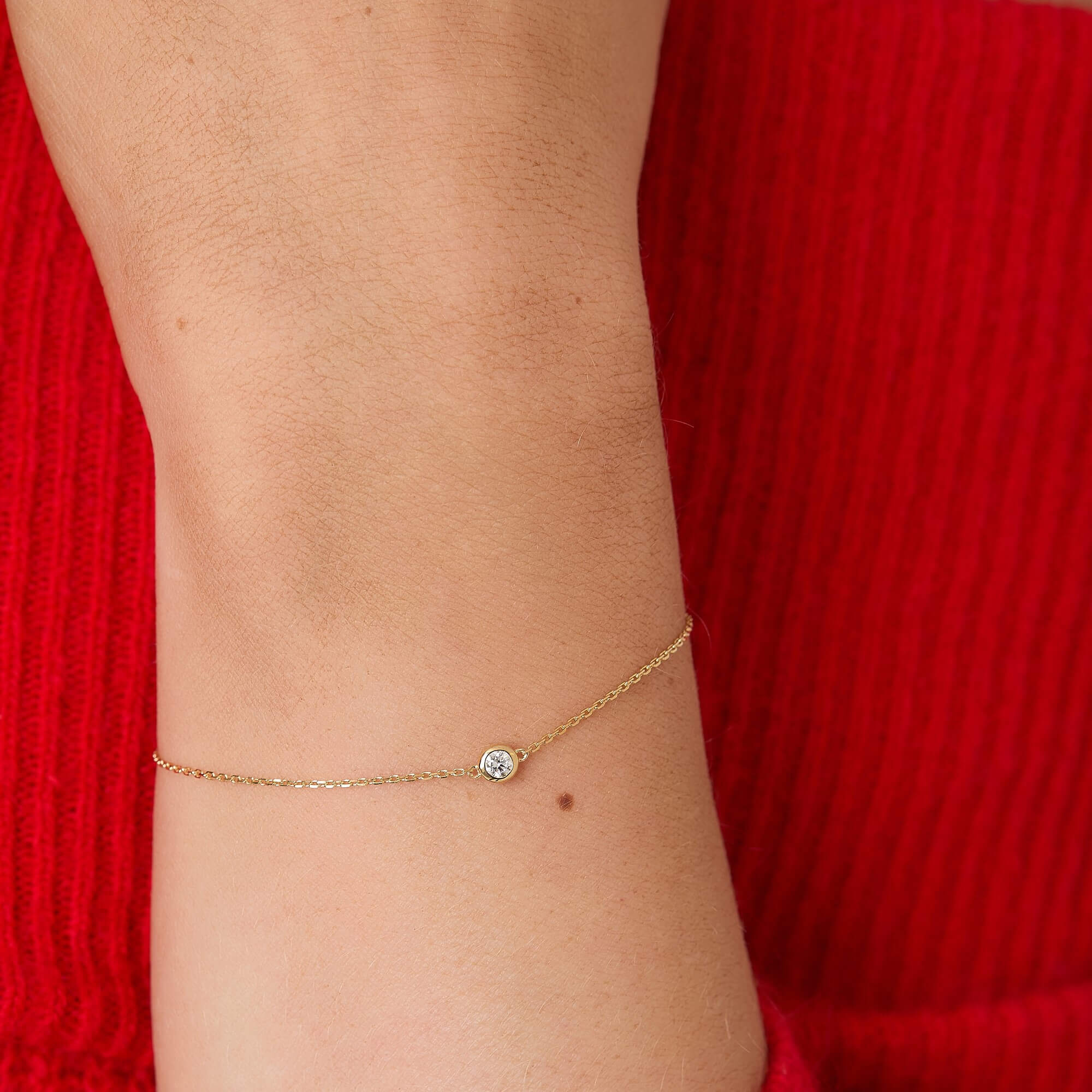 14k Solid Gold Lab-Grown Diamond Bubble Bracelet