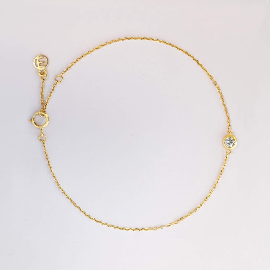 14k Solid Gold Lab Diamond Bubble Bracelet