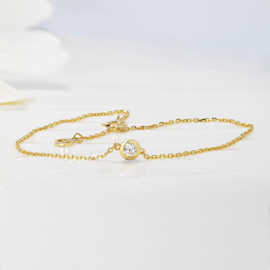 14k Solid Gold Lab Diamond Bubble Bracelet