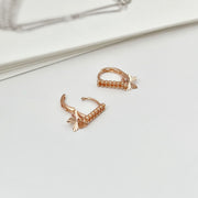 14k Solid Rose Gold Dainty Dangle Butterfly Earrings