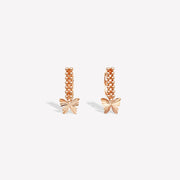 14k Solid Rose Gold Dainty Dangle Butterfly Earrings