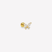 14k Solid Gold Lab-Grown Diamond Butterfly Flat Back Stud Earring