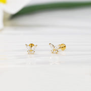 14k Solid Gold Lab-Grown Diamond Butterfly Flat Back Stud Earring