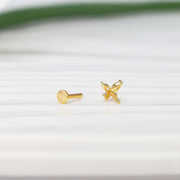 14k Solid Gold Lab-Grown Diamond Butterfly Flat Back Stud Earring