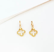 14k Solid Gold Braided Clover Charm Huggie Earrings