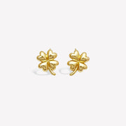 14k Solid Gold Four Leaf Clover Huggie Earrings