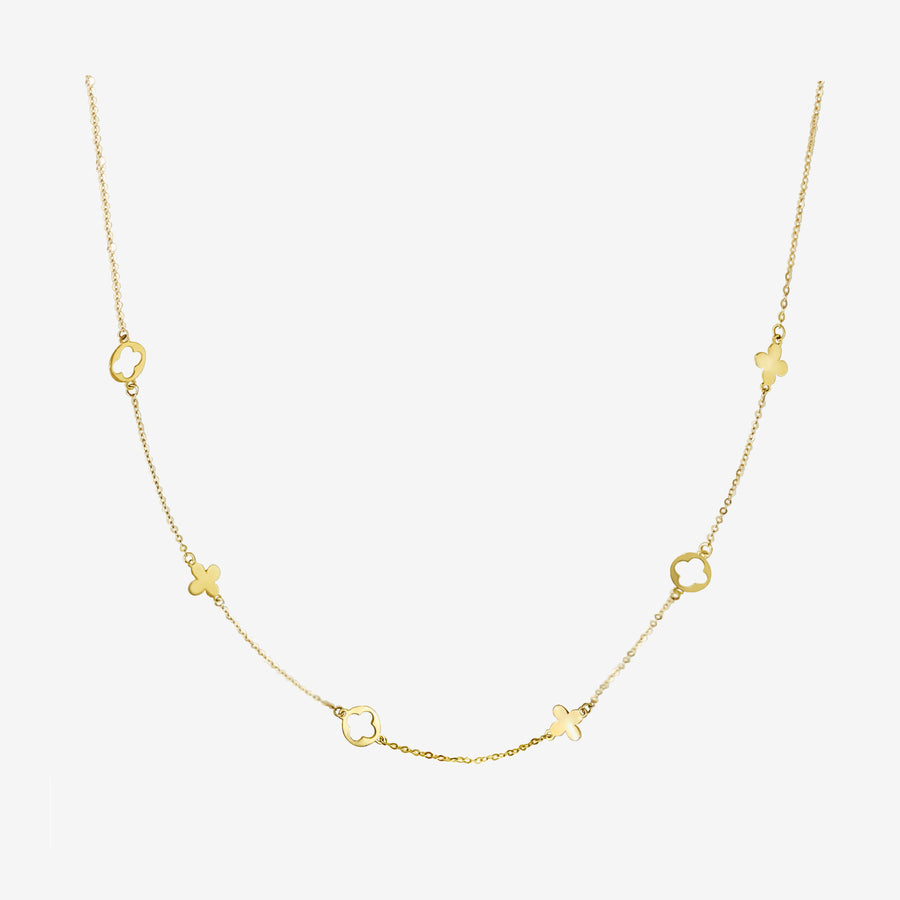 14k Solid Gold Multi-Clover Necklace