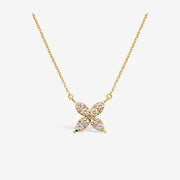 14k Solid Gold Moissanite Clover Necklace