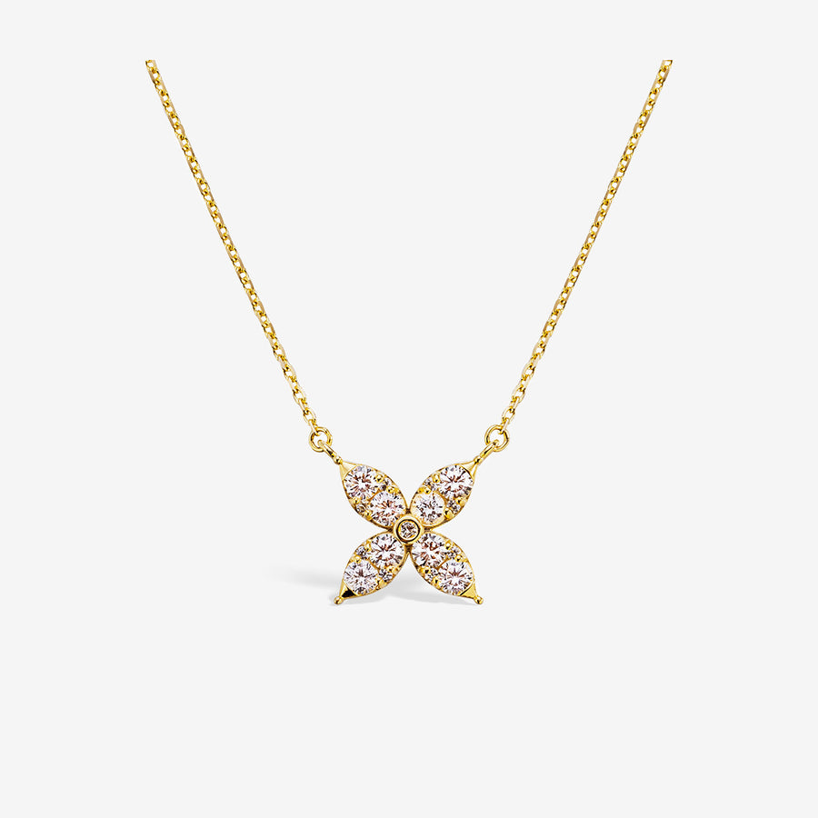 14k Solid Gold Moissanite Clover Necklace