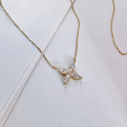 14k Solid Gold Moissanite Clover Necklace