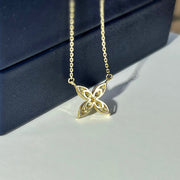 14k Solid Gold Moissanite Clover Necklace