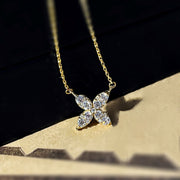 14k Solid Gold Moissanite Clover Necklace