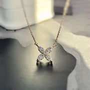 14k Solid Gold Moissanite Clover Necklace