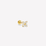 14k Solid Gold Lab-Grown Diamond Clover Flat Back Stud Earring