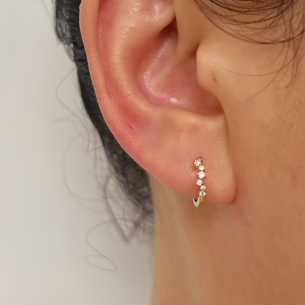 14k Dainty Constellation Huggie Earrings