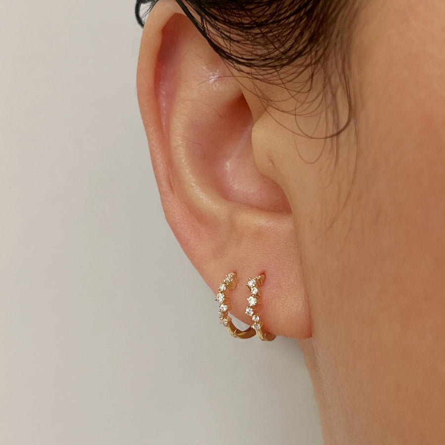 14k Dainty Constellation Huggie Earrings