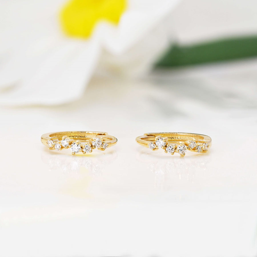 14k Dainty Constellation Huggie Earrings