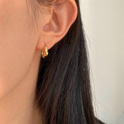 14k Solid Gold Twisted Croissant Huggie Hoop Earrings