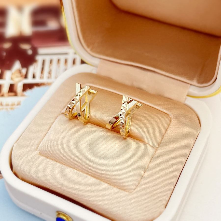 14k Solid Gold Cross Hoop Earrings