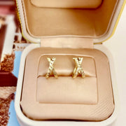 14k Solid Gold Cross Hoop Earrings