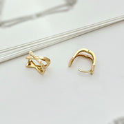 14k Solid Gold Cross Hoop Earrings