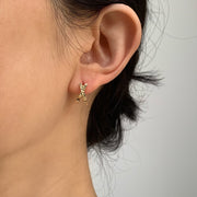 14k Solid Gold Cross Hoop Earrings