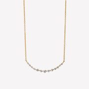 14k Solid Gold Graduated Lab Diamond Curved Bar Necklace