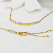 14k Solid Gold Graduated Lab Diamond Curved Bar Necklace