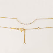 14k Solid Gold Graduated Lab Diamond Curved Bar Necklace