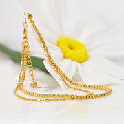 18k Solid Gold Double Chain Diamond Cut Beaded Bracelet