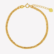 18k Solid Gold Double Chain Diamond Cut Beaded Bracelet