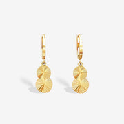 14k Solid Gold Sunray Duo Disc Drop Earrings