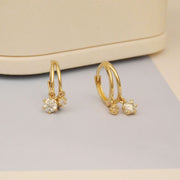 14k Solid Gold Duo Moissanite Charm Earrings