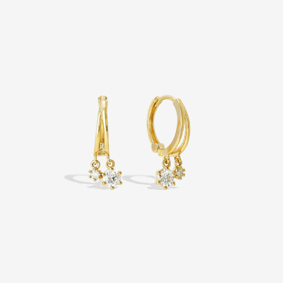 14k Solid Gold Duo Moissanite Charm Earrings