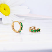 18k Natural Emerald & Diamond Pavé Huggie Earrings