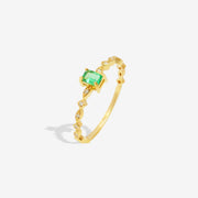 18k Natural Emerald Diamond Thin Stacking Ring