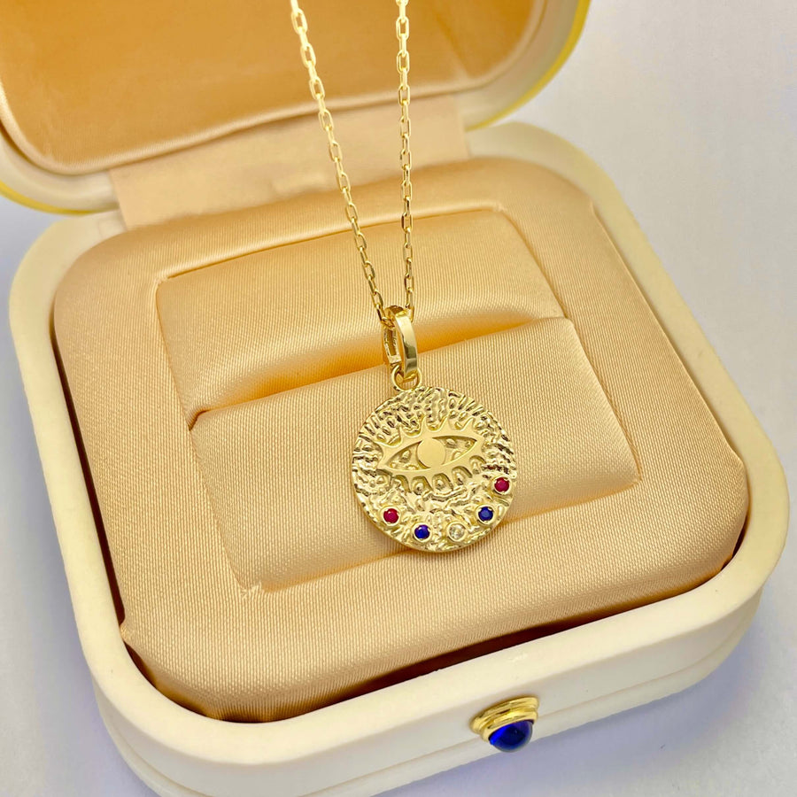 Evil Eye Molten Disc Pendant