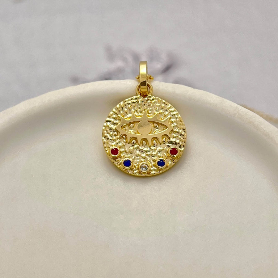 Evil Eye Molten Disc Pendant