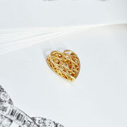 14k Solid Gold Filigree Heart Pendant Necklace