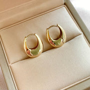 14k Solid Gold Flat Oval Huggie Hoop Earrings