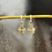 14k Solid Gold Sunray Flower Charm Earrings