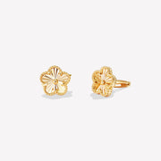 14k Solid Gold Sunray Flower Huggie Earrings