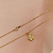 14k Solid Gold Sunray Flower Charm Necklace