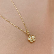 14k Solid Gold Sunray Flower Charm Necklace