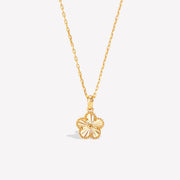 14k Solid Gold Sunray Flower Charm Necklace