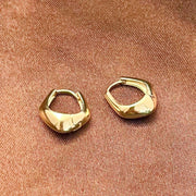 14k Solid Gold Diamond Shaped Geometric Hoop Earrings