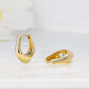 14k Solid Gold Diamond Shaped Geometric Hoop Earrings